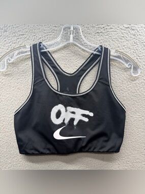 Off White Nike Sports Bra Top Black Logo Sports Athleisure Yoga Size M